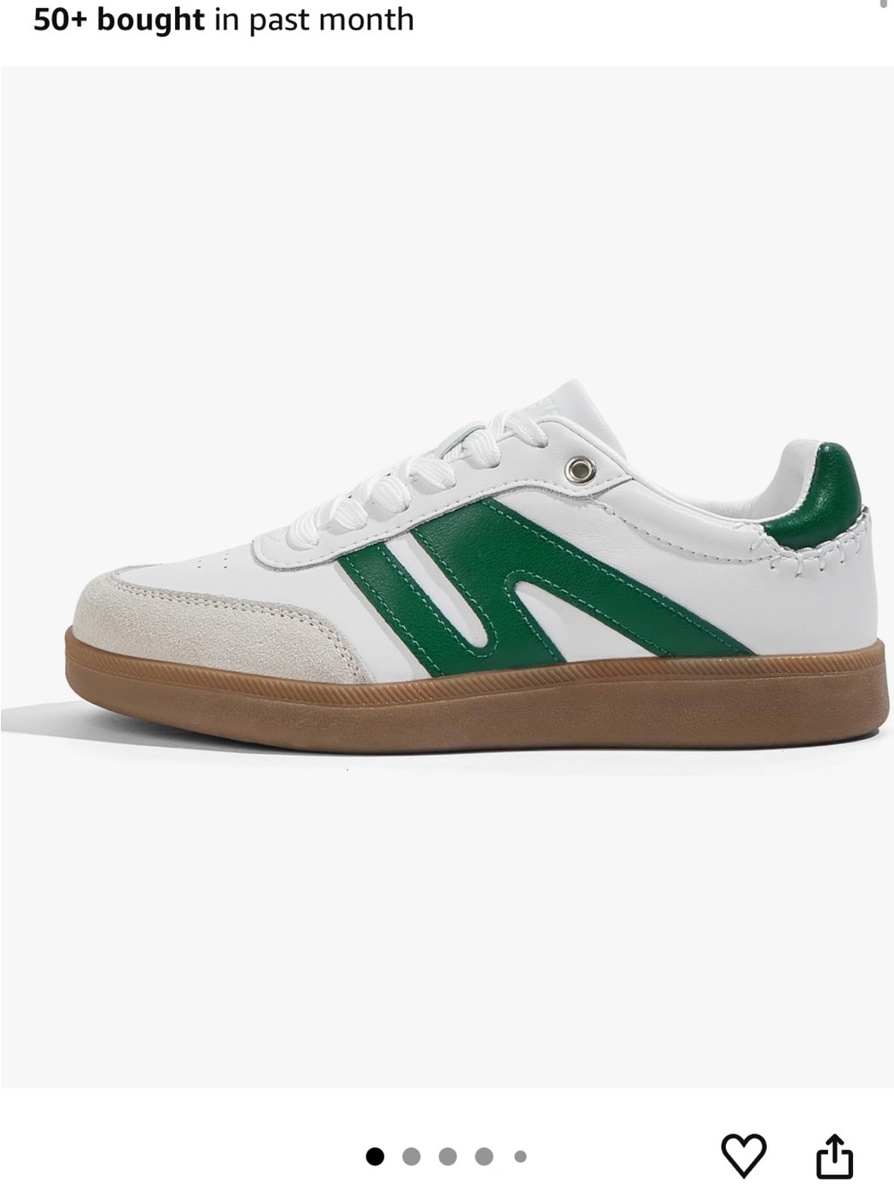 White & Green Casual Sneakers - Classic Low-Top